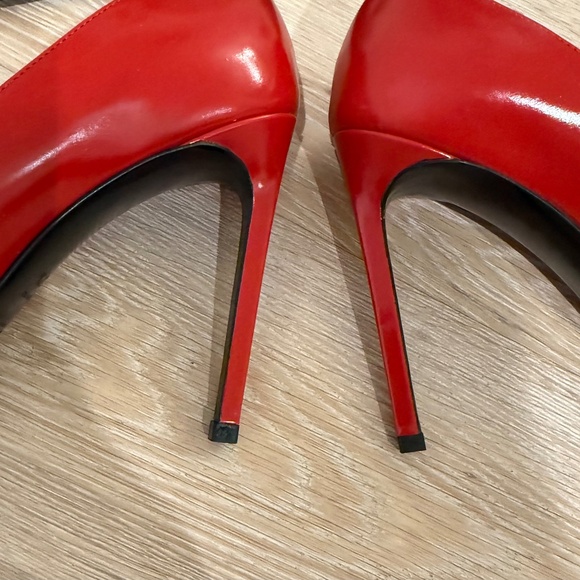 GUARANTEED AUTHENTIC SAINT LAURENT ANJA 105 RED LEATHER ESCARPIN PUMP- 37 1/2 - Picture 11 of 13
